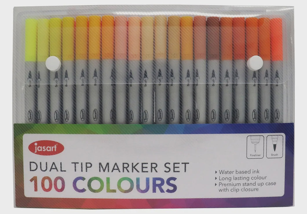 Jasart Set 100 Dual Nib Markers: Brush and Fine