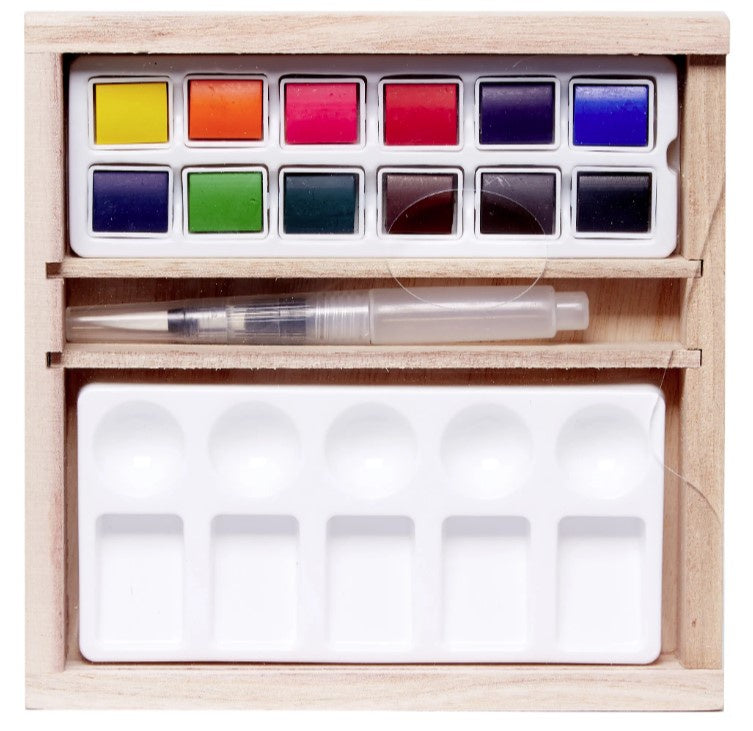 Jasart Byron Watercolour Mini Wooden Box 16 pc Set