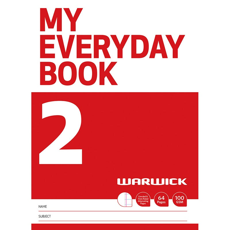 Warwick My Topic Book 2 / My Everyday Book 2 Unruled & 7mm Ruled 64 Page