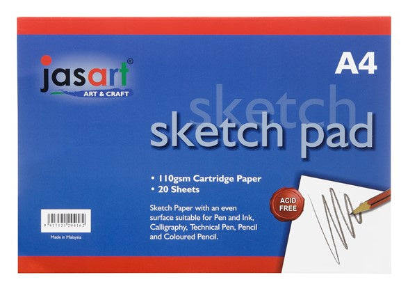 SKETCH PAD JASART GUMMED 20 SHT A4